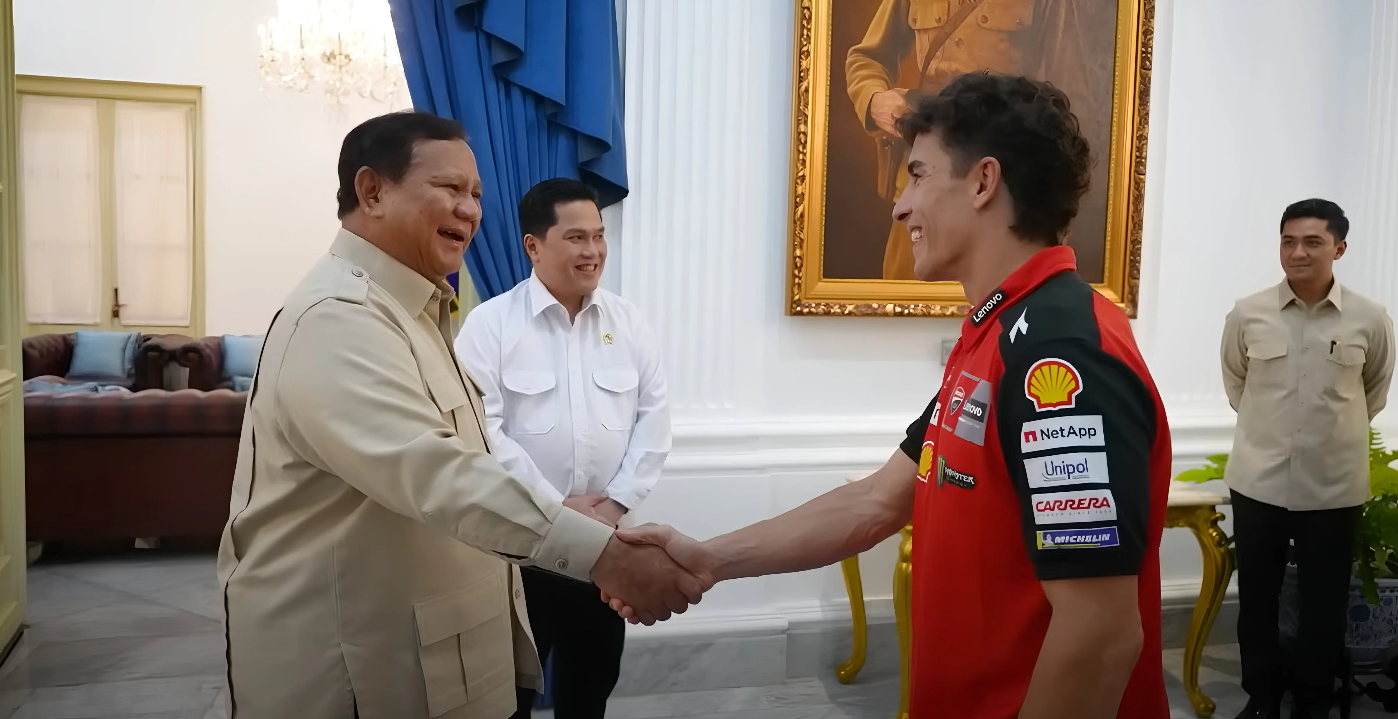 Prabowo Sambut Marquez dan Pembalap Muda di Istana Merdeka